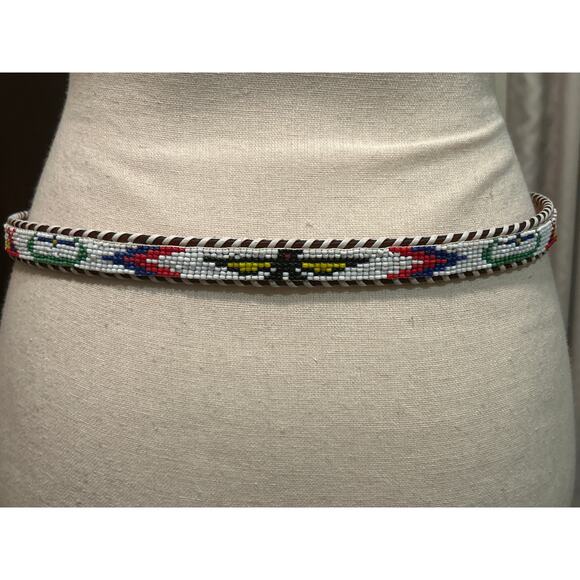 Beautiful Hand Beaded & Laced Thunderbird Belt - Picture 1 of 5